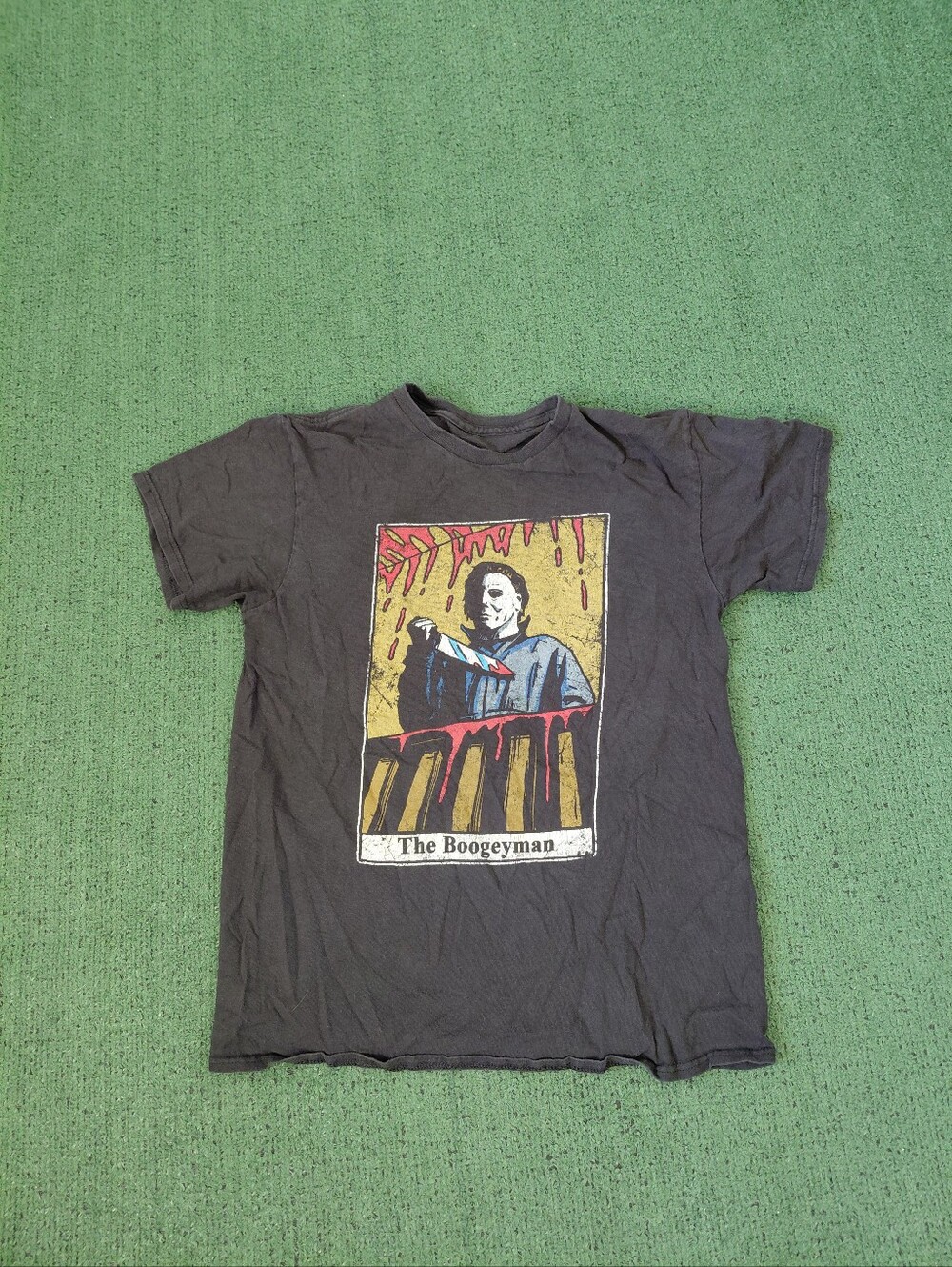 Halloween "The Boogeyman" Michael Myers Scary Horror Movie Black T Shirt Sz Medi